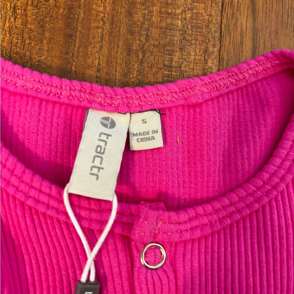 Tractr Girls Running Romper Pink Ribbed Athletic NWT - Picture 5 of 5